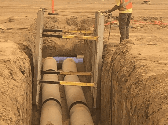Shields over pipeline